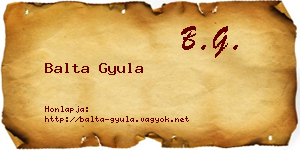 Balta Gyula névjegykártya